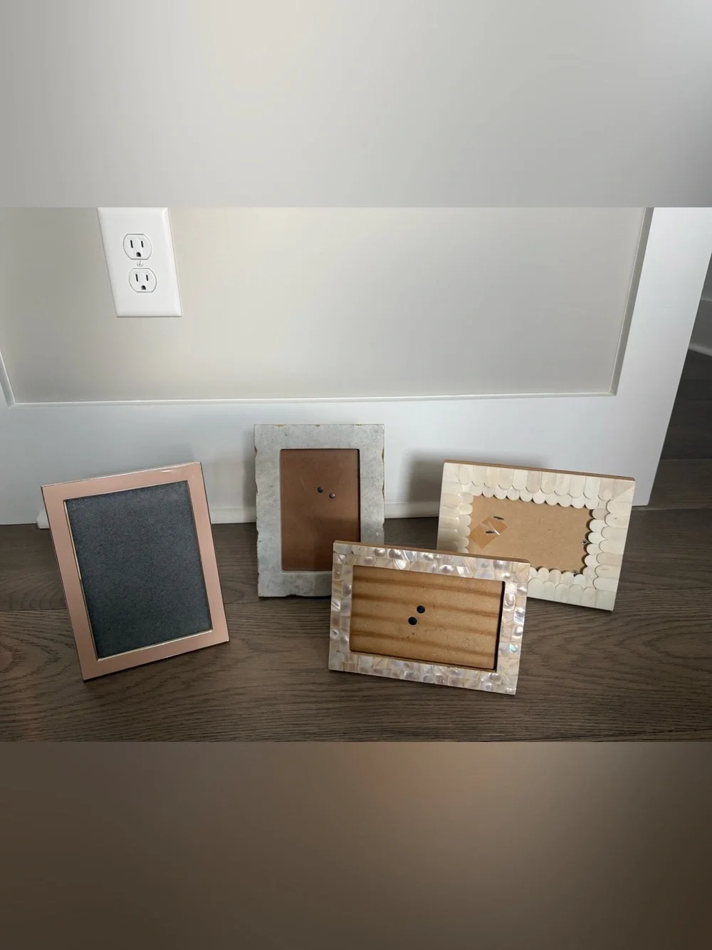 Set of Decorative Cream and Bare Wood Photo Frames - Home Accents